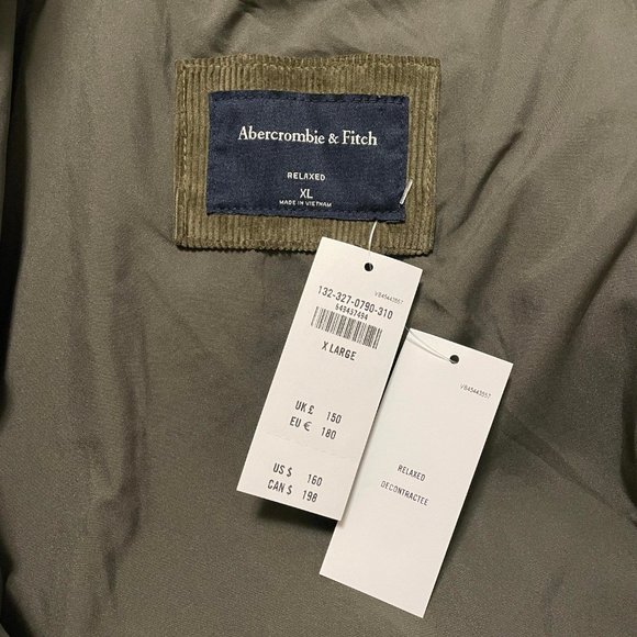 NWT Abercrombie Men's Relaxed Corduroy Heavyweight Puffer - Picture 6 of 6